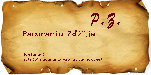 Pacurariu Zója névjegykártya